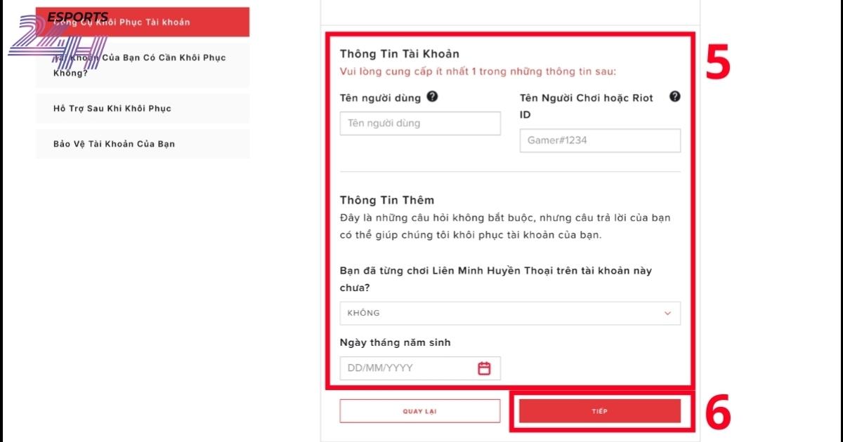 Cách Khôi phục tài khoản Riot bị hack hoặc đổi gmail bước 5 6