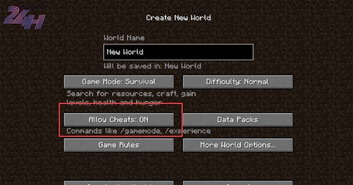 Cách bật chế độ nhập mã (Cheats) trong Minecraft