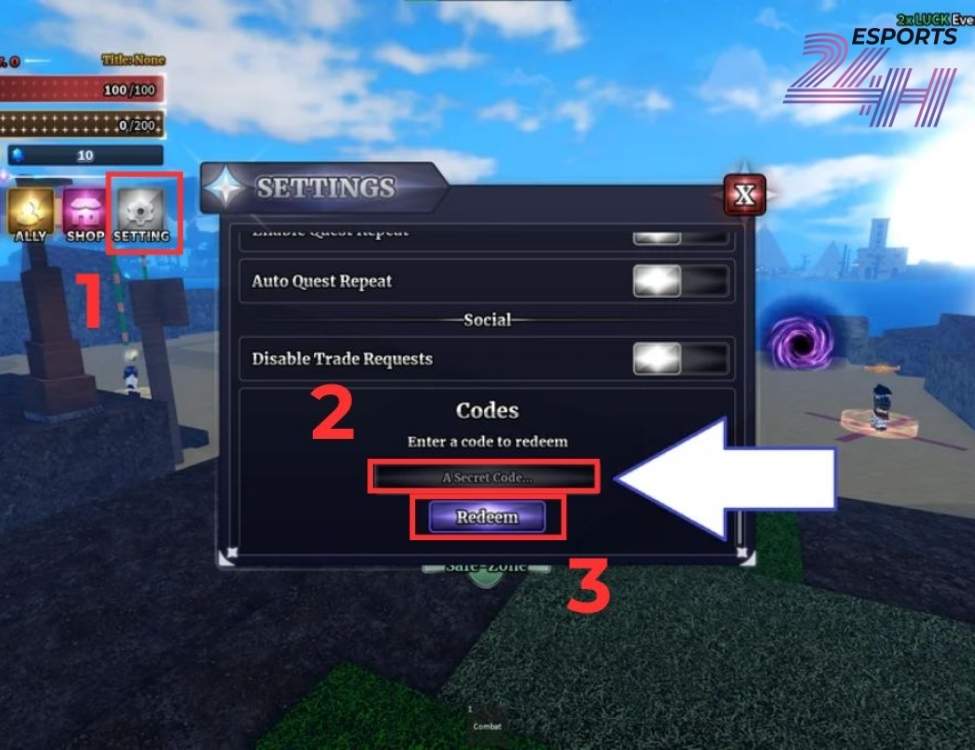 Cách nhập code sailor Roblox đúng cách