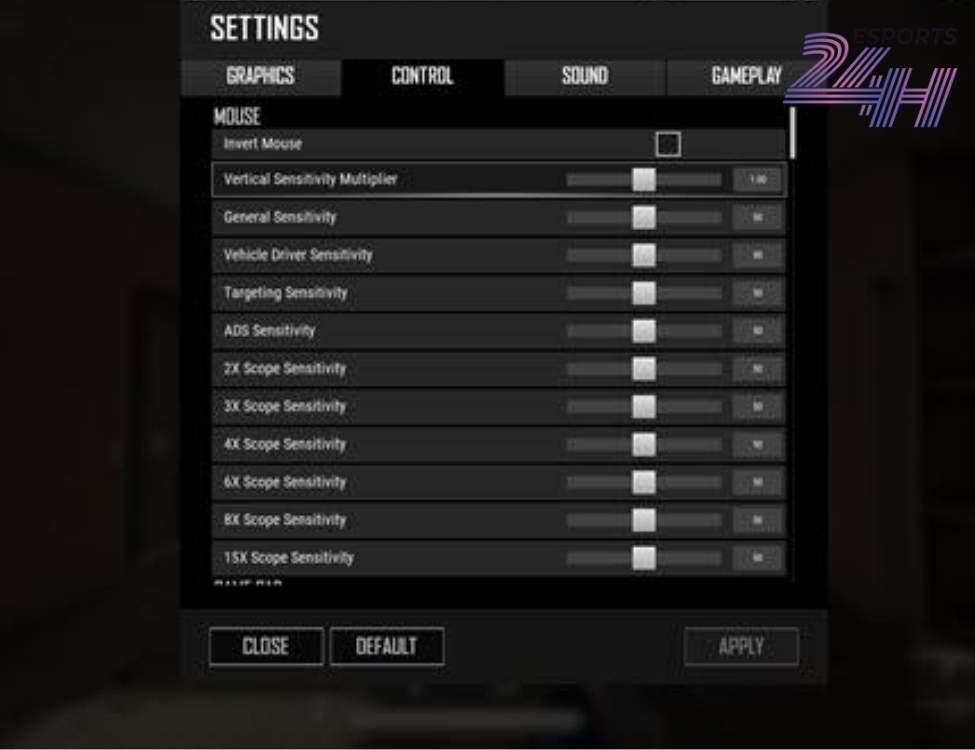 Cài đặt độ nhạy chuột và điều khiển trong PUBG PC