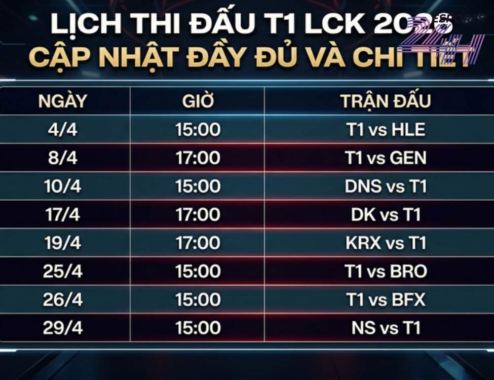 Lịch thi đấu LCK 2026 hôm nay