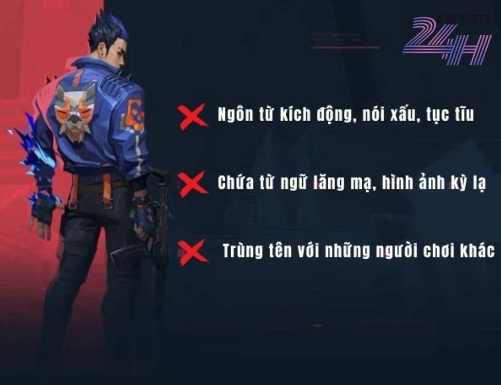 Tên và tagline phải đáp ứng tiêu chuẩn cộng đồng Riot