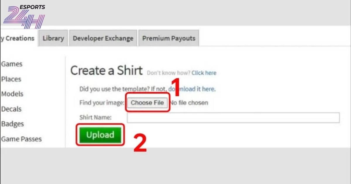 Upload T-Shirt lên Roblox