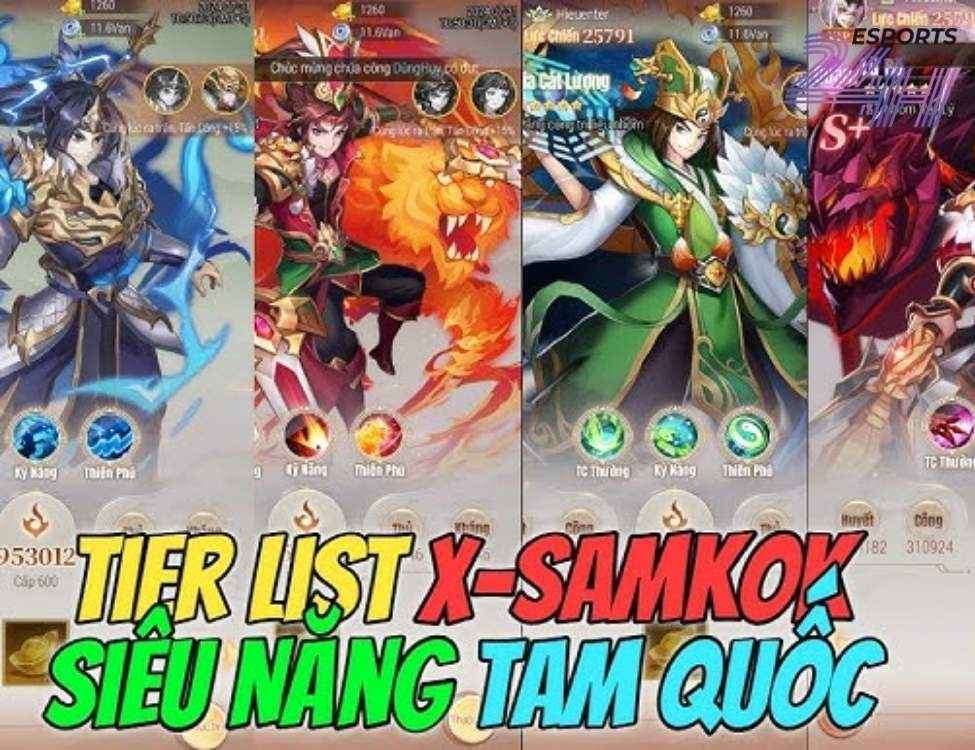 Xếp hạng tướng mạnh nhất Samkok Tam Quốc