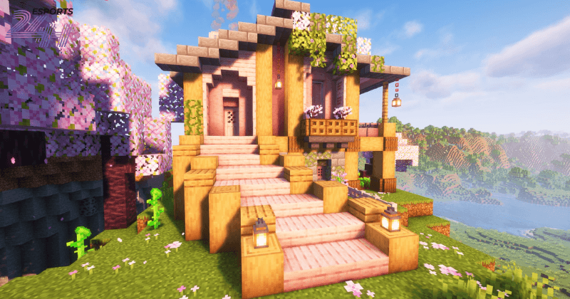 Dựng tường và bố trí cửa ra vào là cách xây nhà trong Minecraft đơn giản